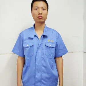 绿洲供应夏季棉吸湿排汗短袖工作服套装 员工工衣定做 工装订做logo