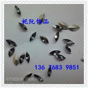 diy仿锆石树脂钻平底双孔7*15马眼龟面透明色 裂纹色树脂胶钻石