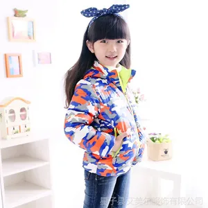 艾美尔秋冬款儿童装男女中大童时尚迷彩连帽保暖羽绒外套批发