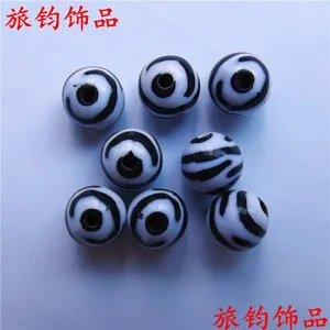 供10MM黑白色条纹斑马亚克力珠子