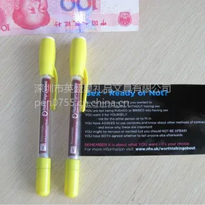 英盛星厂家定制 ***双面印刷广告宣传签字拉画笔 塑料插套中性拉杆拉纸赠品笔