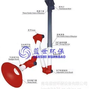 供应张家港万向关节吸气臂 常熟实验室三节式万向吸气罩