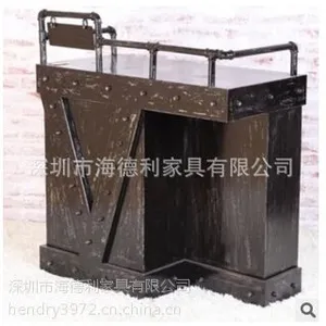 美式乡村复古风做旧家具 loft铁艺桌 创意收银台 吧台