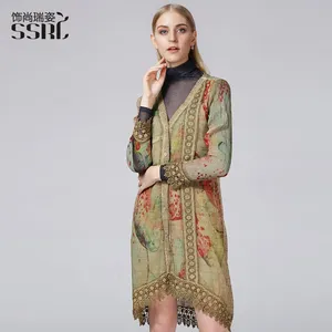 秋冬新款***针织连衣裙专柜正品印花真丝大码修身印花品牌女装工厂直销