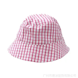 勇发服饰 简约儿童时尚格子遮阳帽外贸出口订制 春夏户外遮阳