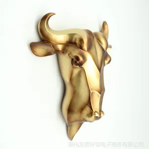 欧式金色羊头创意复古动物壁挂家居客厅新房装饰品树脂工艺送礼品