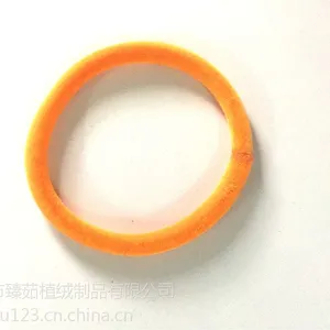 臻茹植绒公司桔色***长松紧绳发圈发绳植绒毛加工生产出售