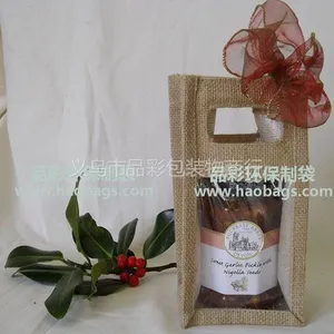 供应义乌麻布袋厂 批发定做红酒麻袋 黄麻袋 红酒包装袋 麻布束口袋