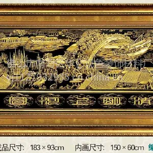 供应镀24K金纯手工室内大厅***画, 定做清明上河图铜雕工艺画 ***感别墅酒店工程画出口厂家直销