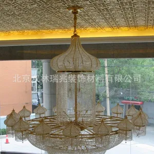 专业定制大堂豪华吊灯精美精致手工编织水晶灯***LED非标灯定制