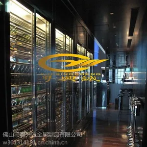 酒店KTV酒吧***玫瑰金不锈钢酒柜恒温恒湿酒柜来图定制