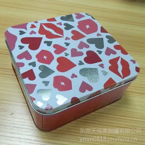 正方形马口铁情人节礼品包装金属罐 糖果铁盒