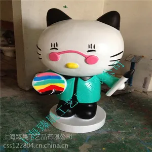 拱应新年卡通宠物可爱萌KT猫玻璃钢工艺品园林景观美陈雕塑道具