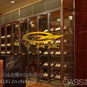 8K拉丝精品不锈钢***恒温恒湿酒柜酒架 厂家直销 来图定制