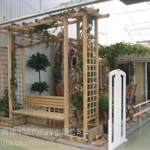石家庄防腐木廊架花箱栈道凉亭等木结构景观制品