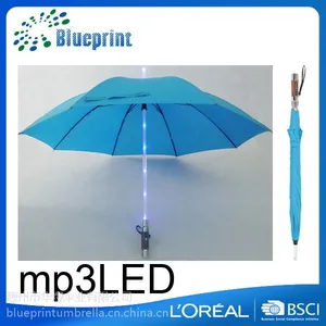 深圳雨伞厂家 华煜定制LED音乐灯光直杆雨伞印logo