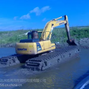 山东青州-水上挖掘机出租-湿地挖掘机出租-河道清淤挖掘机出租