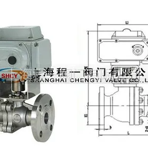 供应上海程一阀门Q941F-16P电动法兰球阀Q941F-16P不锈钢电动球阀生产经销
