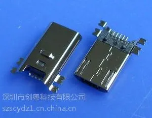 Micro USB公头贴片5P/M 四脚贴板SMT/或脚插板,超薄3.0