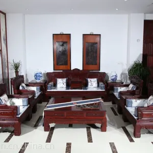 山东红木家具哪里买 港龙红木专卖店 红酸枝汉宫沙发 客厅系列家具