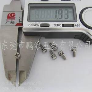 鹏派五金供应 不锈钢304元头十字平垫弹垫三组合小螺钉M2*5
