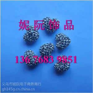 专业批发手工diy穿珠镶钻彩色大孔软陶钻球爱心12MM 泥软陶钻球 彩色国A水镶钻钻圈