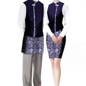 中式酒店服务员服装定做-青花瓷系列