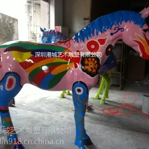 海南玻璃钢动物雕塑模型 玻璃钢马雕塑摆件