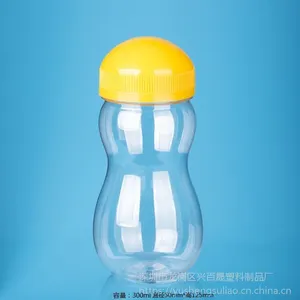 兴百晟厂家供应 300ml塑料罐 葫芦糖果瓶PET食品透明包装罐定制