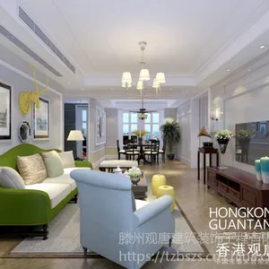 滕州观唐装饰滨江御园155平美式风格装修效果图及户型图案例滕州设计师孙琳