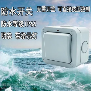户内外防水开关一开室外花园浴室工地IP66单双控带指示灯明装防雨