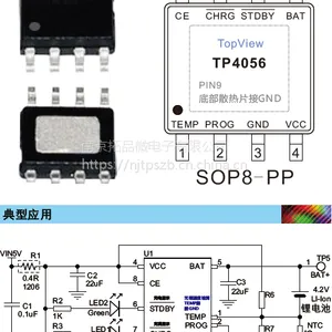 拓微原厂,TP4056,4.2V/1A锂电池充电管理IC,MSOP8,ESOP8封装