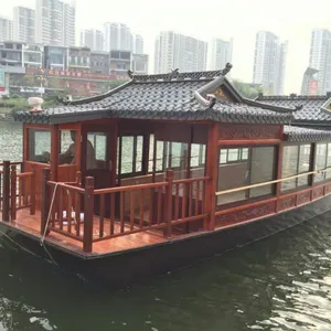 12.8米水上餐饮旅游船 观光船 玻璃钢电动画舫船 秦淮画舫厂家大唐木业