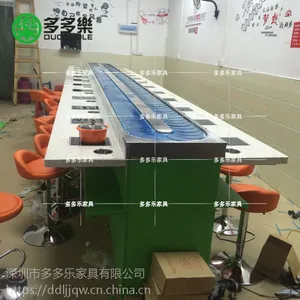 不锈钢回转自助小火锅设备 旋转麻辣烫自动旋转 可定制现代中式火锅吧台