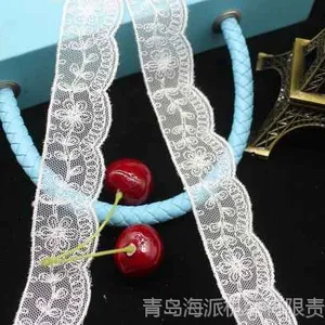 涤纶蕾丝机绣宽窄六角网花边