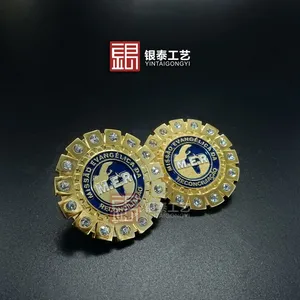 烤漆上色金属镶钻徽章挂饰 定制金属徽章 深圳厂家直销