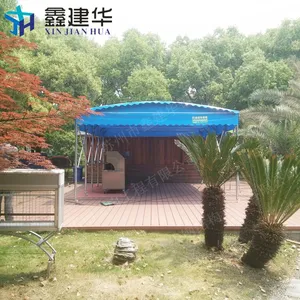 青岛休闲推拉遮阳蓬价格_户外电动伸缩雨棚效果图