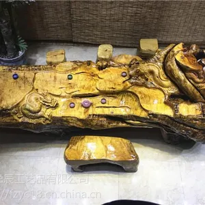 福建福州闽侯上街工厂直销 逸辰木业 黄金樟 整体 根雕金龙 茶几 610KG Y-2957