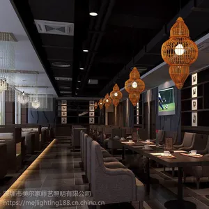 餐饮灯饰厂家 东南亚手工竹艺吊灯