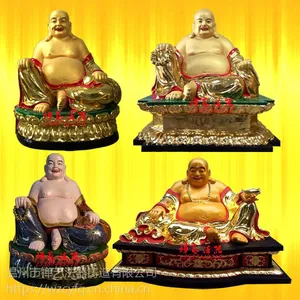 厂家直销树脂佛像寺庙玻璃钢木雕铜佛像贴金彩绘弥勒佛大肚佛佛像