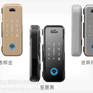 玻璃门指纹锁免开孔智能玻璃门锁玻璃门锁指纹密码锁智能锁