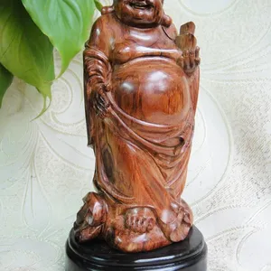 供应木檀世家海黄摆件元宝罗汉佛 海南黄花梨木雕弥勒佛和尚雕刻摆件