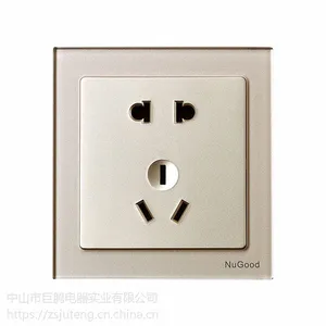 固帝V8水晶系列工程暗装香槟银色墙壁五孔二三插开关插座