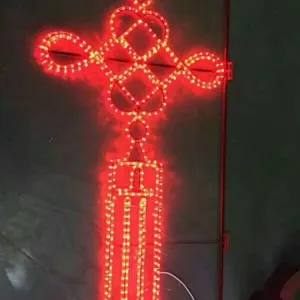 国庆路灯杆灯笼图案灯 亚克力中国结 街道过街灯 户外LED灯光工程