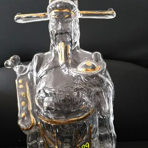 财神酒瓶 恭喜发财水晶玻璃摆件 财神爷吉祥物