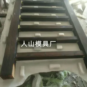 水泥仿木纹栏杆立柱横栏模具 ***工程河道栏杆硅胶模具 河道景观护栏模具