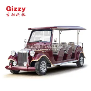吉驰科技电动老爷车图片8座A款枣红金边观光看房车 旅游观光电动车
