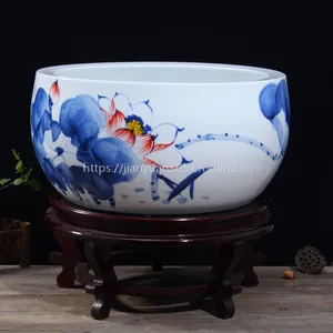 大号景德镇陶瓷鱼缸 乌龟缸金鱼缸水族箱养碗睡莲荷花盆客厅庭院