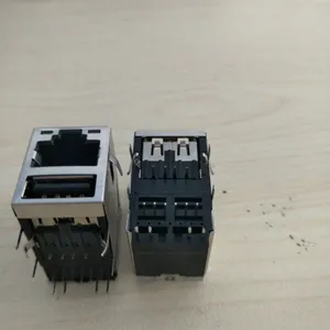 FC-21USBNL RJ45带灯带外壳带弹片带USB 1X1