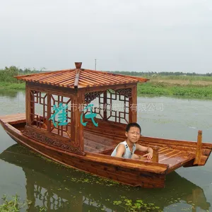 厂家现货休闲观光旅游木船单亭船蓬船乌篷船高低蓬船景区小画舫船